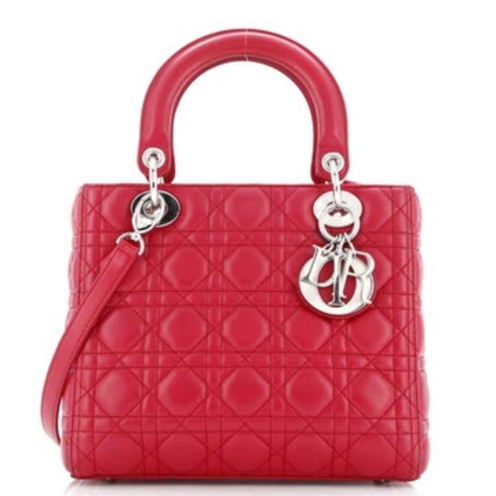 MSRP $8500 Like NEW! Christian Dior Lady Dior Bag Cannage Quilt Lambskin Medium - Picture 3 of 16